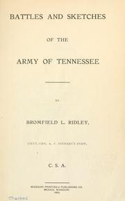 Front cover of Battles and sketches of the Army of Tennessee by Bromfield Lewis Ridley