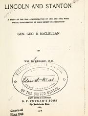 Cover of Lincoln and Stanton by William Darah Kelley