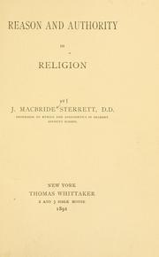 Front cover of Reason and authority in religion by James Macbride Sterrett