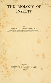 Front cover of The biology of insects by George Herbert Carpenter