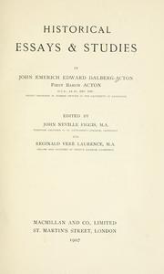 Front cover of Historical essays & studies by John Dalberg-Acton, 1st Baron Acton