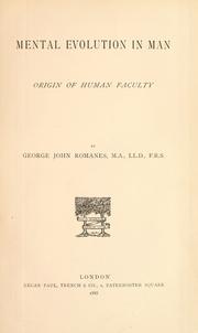 Cover of Mental evolution in man by George John Romanes