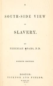 Front cover of A South-side view of slavery by Nehemiah Adams