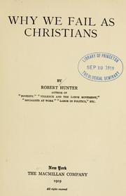 Cover of Why we fail as Christians by Hunter, Robert
