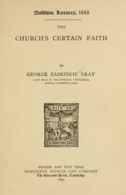 Front cover of The church's certain faith by George Zabriskie Gray