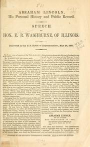 Front cover of Abraham Lincoln, his personal history and public record by E. B. Washburne