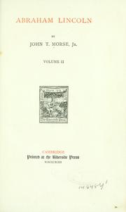 Cover of Abraham Lincoln by John Torrey Morse