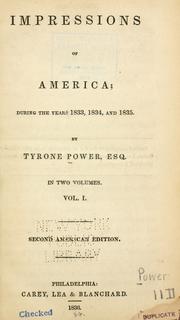 Front cover of Impressions of America during the years 1833, 1834, and 1835 by Power, Tyrone