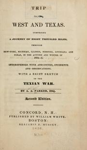 Front cover of Trip to the West and Texas by A. A. Parker