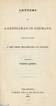 Cover of Letters to a gentleman in Germany by Francis Lieber