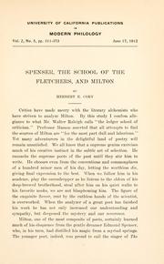 Front cover of Spenser, the school of the Fletchers, and Milton by Herbert Ellsworth Cory