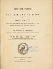 Front cover of Original papers illustrative of the life and writings of John Milton by Hamilton, William Douglas