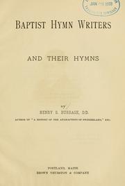 Front cover of Baptist Hymn Writers And Their Hymns by Henry S. Burrage