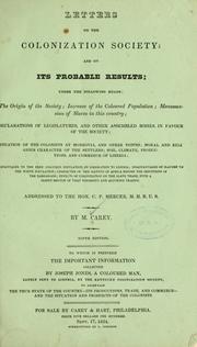 Front cover of Letters on the colonization society by Mathew Carey