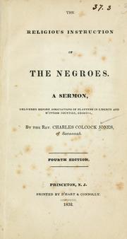 Front cover of The religious instruction of the Negroes by Charles Colcock Jones