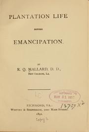 Front cover of Plantation life before emancipation by R. Q. Mallard