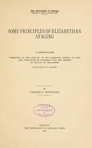 Cover of Some principles of Elizabethan staging by George Fullmer Reynolds