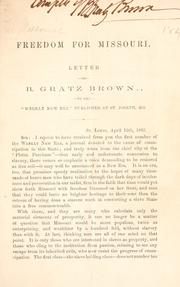 Cover of Freedom for Missouri by B. Gratz Brown