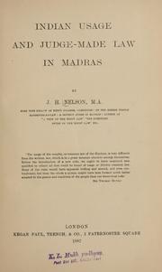 Front cover of Indian usage and judge-made law in Madras by Nelson, J. H.