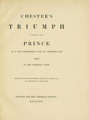 Front cover of Chester's triumph in honor of her prince by Richard Davies