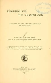 Front cover of Evolution and the immanent God by William F. English