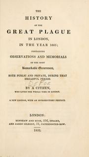 Front cover of The history of the great plague in London in the year 1665 by Daniel Defoe