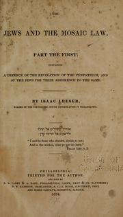 Front cover of The Jews and the Mosaic law by Isaac Leeser