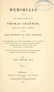 Front cover of Memorials of the Most Reverend Father in God Thomas Cranmer, sometime Lord Archbishop of Canterbury by John Strype