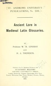 Cover of Ancient lore in medieval Latin glossaries by W. M. Lindsay