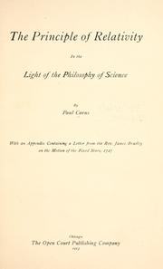 Front cover of The principle of relativity in the light of the philosophy of science by Paul Carus