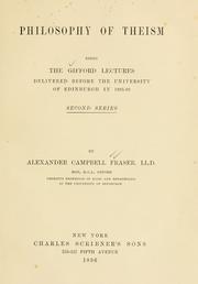 Front cover of Philosophy of theism by Alexander Campbell Fraser