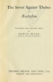 Front cover of The seven against Thebes of Aeschylus by Aeschylus