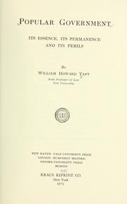Front cover of Popular government by William Howard Taft