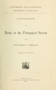 Front cover of Catalogue of books in the pedagogical section of the University Library by University of California, Berkeley. Library.