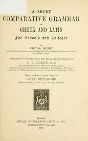 Front cover of Short comparative grammar of Greek and Latin .. by Victor Henry
