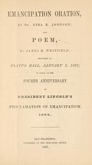 Front cover of Emancipation oration by Ezra R. Johnson