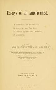 Front cover of Essays of an Americanist by Daniel Garrison Brinton