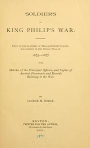 Front cover of Soldiers in King Philip's War by George Madison Bodge