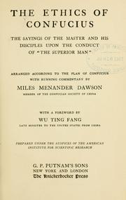 Front cover of The ethics of Confucius by Confucius