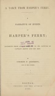 Front cover of A voice from Harper's Ferry by Osborne Perry Anderson