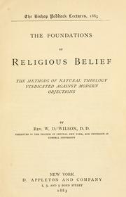 Front cover of The foundations of religious belief by Wilson, W. D.
