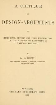 Front cover of A critique of design-arguments by Lewis Ezra Hicks