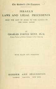 Cover of Israel's laws and legal precedents by Charles Foster Kent