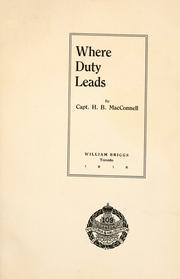 Cover of Where duty leads by H. B. MacConnell