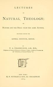 Front cover of Lectures on natural theology by Paul A. Chadbourne