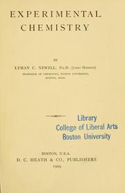 Cover of Experimental chemistry by Lyman Churchill Newell