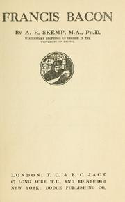 Front cover of Francis Bacon by Arthur Rowland Skemp