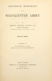 Cover of Historical memorials of Westminster Abbey by Arthur Penrhyn Stanley