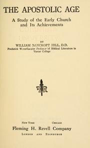Cover of The apostolic age by William Bancroft Hill