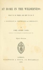 Front cover of At home in the wilderness by John Keast Lord